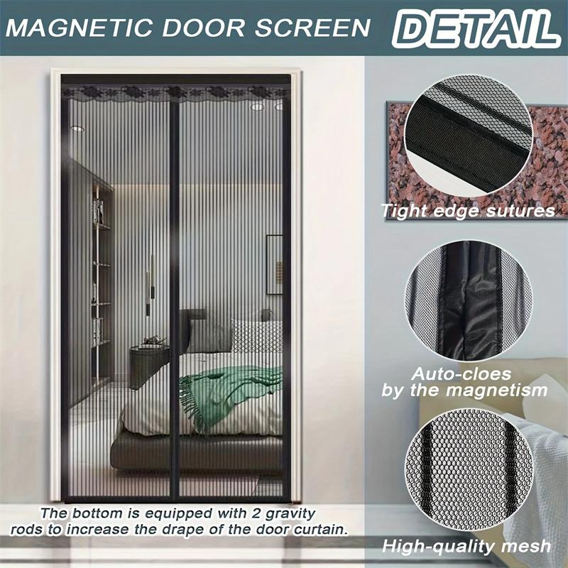 Magnetic Screen Door Curtain Anti Mosquito Keeps Bug Out Automatic Self-Closing Household Ventilation Door Mesh Curtain