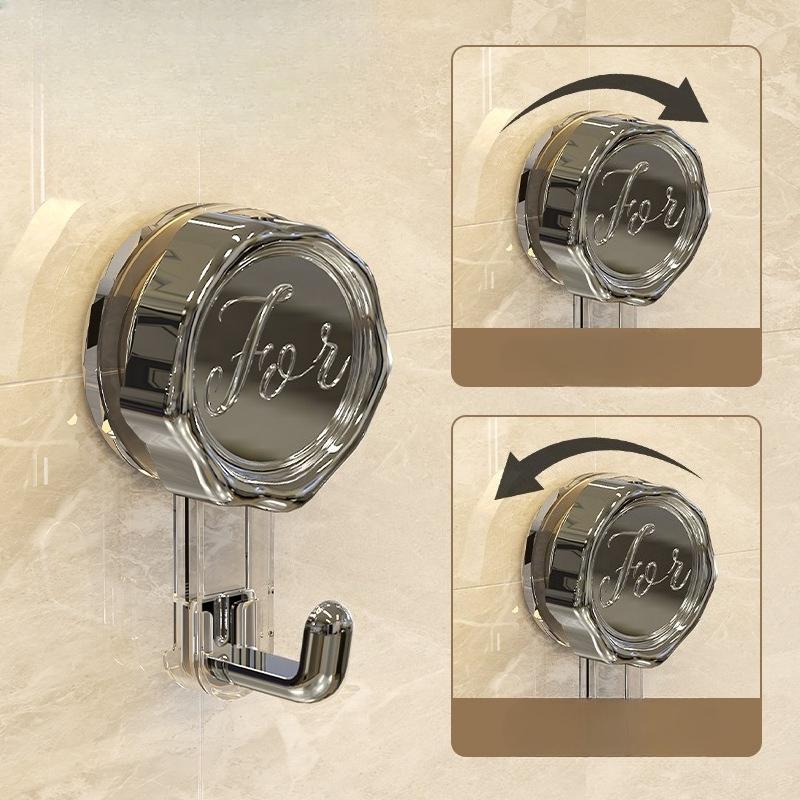 Vacuum Rotating Suction Hook with Heavy-load Adhesive Hook, No Drilling Required, for Bathroom Wall Clothes Hanger