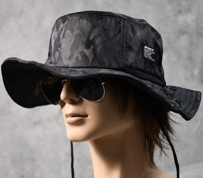 Avirex Safarihut Outdoor NEK 7987988 Shadow Herren Abenteuer/Berg (17158400), Wasserabweisend, Kappe, (JP, Größen 61,0 cm, 63,0 cm, Camo/Schwarz