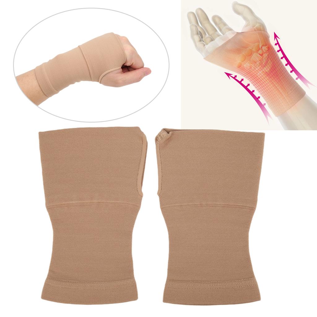 1 Pair Set Wrist Protective Brace Carpal Tunnel Support Fingerless Arthritis GlovesSkin Color