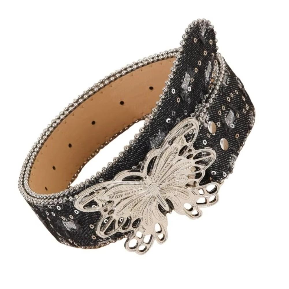 Sequins Hip Hop Punk Belt Denim Casual Versatile Belt Trendy Retro Fashion Belt