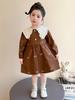 Spring Lace Collar Dress for Girls - Bow Embroidered Princess Skirt
