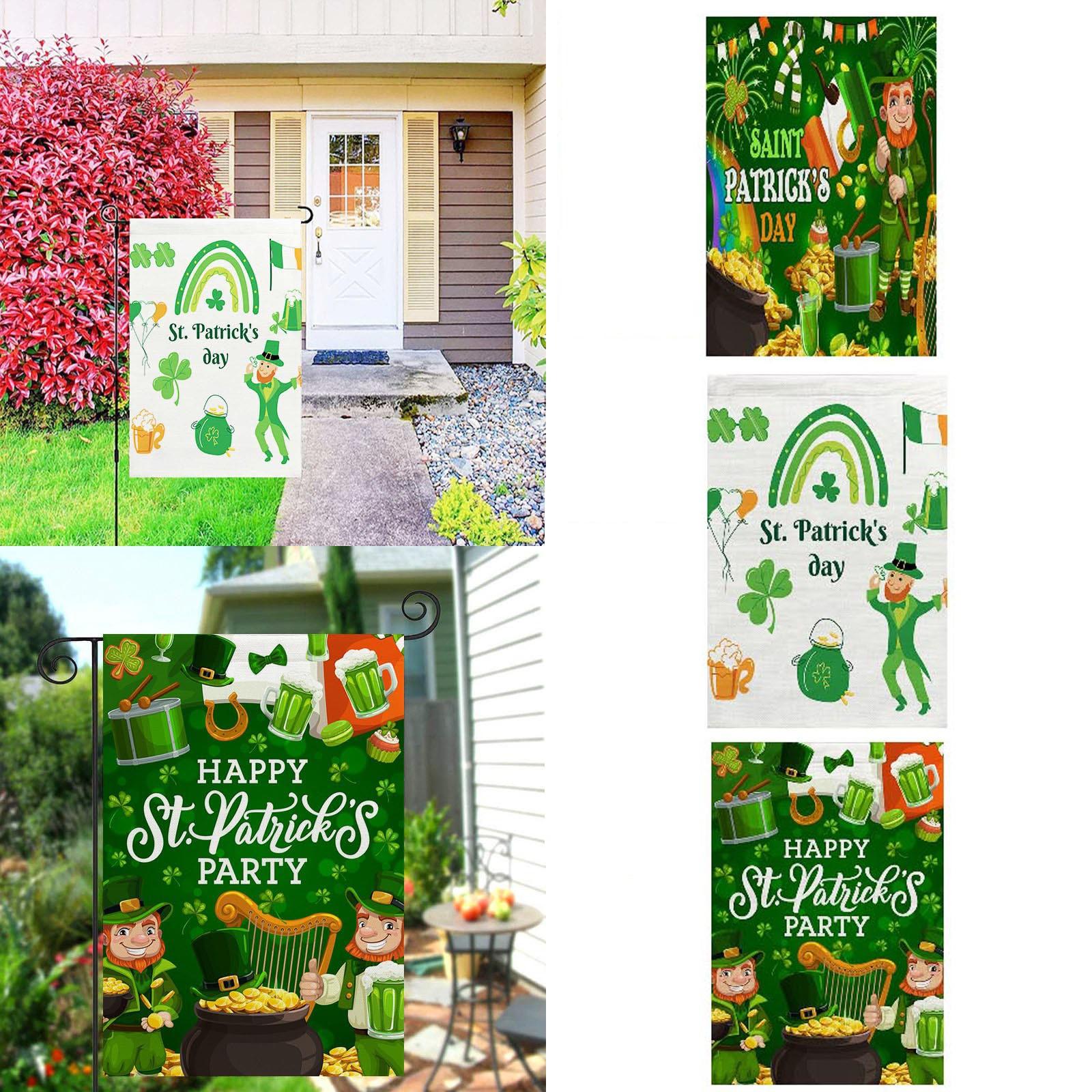 

Садовый флаг Happy St. Украшение гномов ко Дню Святого Патрика, ткань 12x18 дюймов