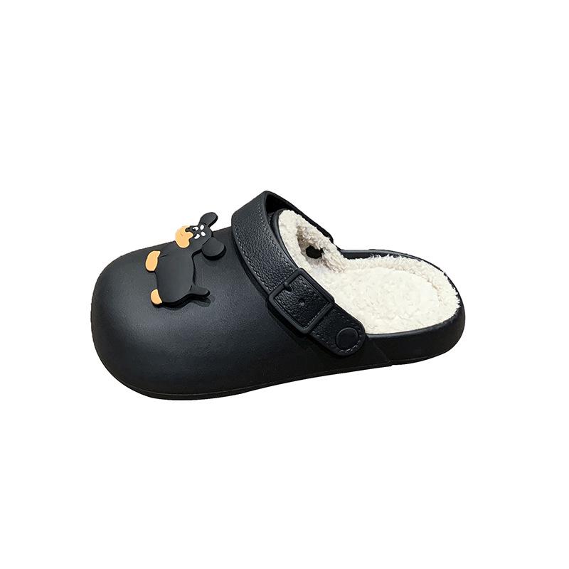 Women's Cotton Slippers: Cute Sausage Dog Design, Plus Velvet, Warm, Non-slip, Waterproof, Closed Toe for Autumn/Winter 2025.
