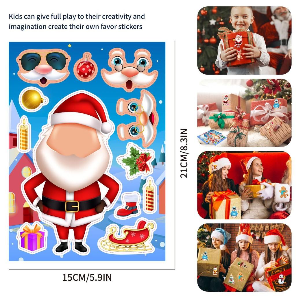 Adorable Cartoon Santa Claus Interactive Puzzle Diy Face Stickers For Kids Fun