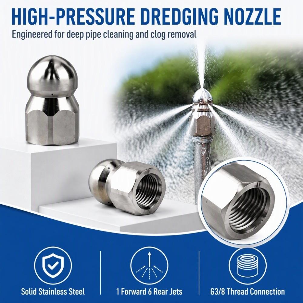 Stainless Steel Sewer Cleaning Nozzle Drain Cleaning Nozzle  Spray Disinfection