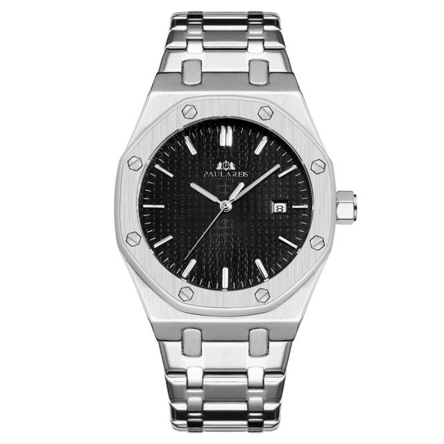 Paulareis Automatische Selbstaufzug Mechanisch Edelstahlarmband Einfach Business Blau Roségold Gelbgold Datum Herrenuhr AP01