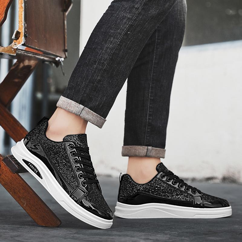 Men’s Gold Sports Shoes Casual Silver Street Style Running Sneakers Students Over Sized Black Skateboard Shoes