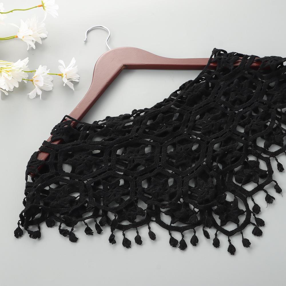 Women Accessories Sun Protection Tassel Fake Collar Shawl Poncho Crochet Knit Cape Lace Waistcoat