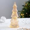 Illuminated Glass Christmas Tree Tabletop Light Up Christmas Tree Figurine for Xmas Home Party Centerpiece Tabletop Mantel Decor