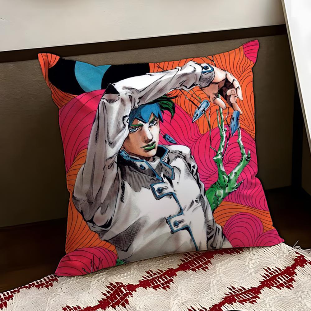 JJoJos BBizarre Adventure Cushion Cover Reversible Soft Durable Pillow Cover Home  Car MultiScene Use for Daily Comfort