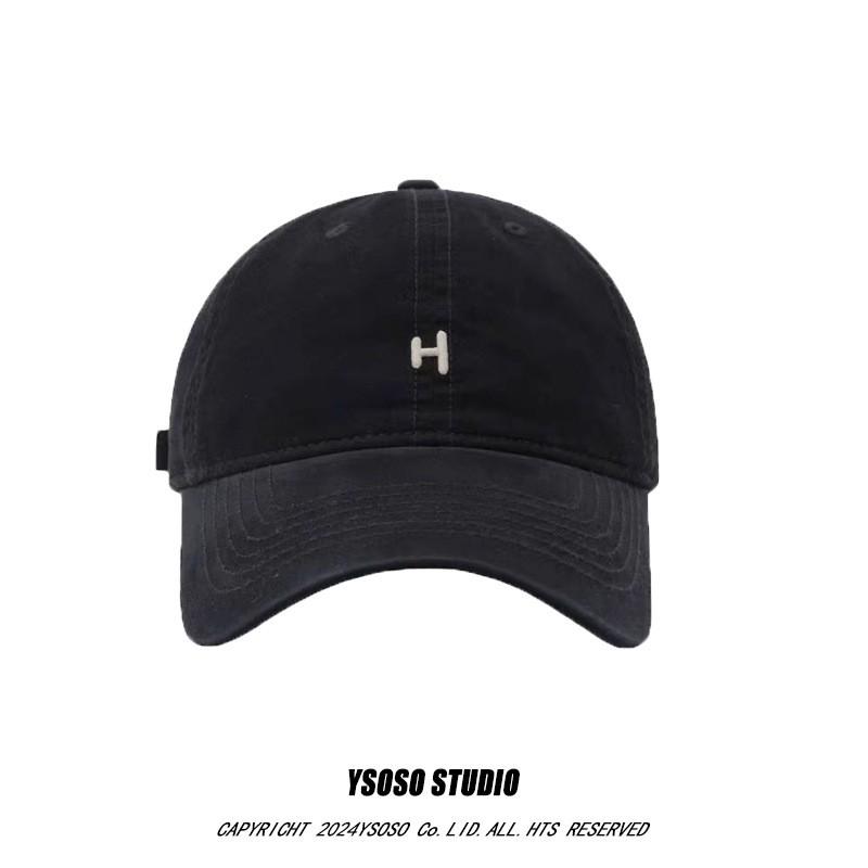 Unisex Cotton Baseball Cap With Embroidered H Soft Crown Adjustable Fit Daily Wear Outdoor Sun Protection JMJ Embroidered H Baseball Cap - Black