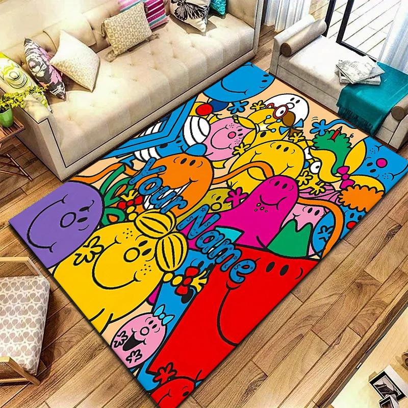Mr Men Adventure Custom Name Carpet Rug For Living Room Bedroom Home Sofa Decoration Kids Play Nonslip Floor Mat