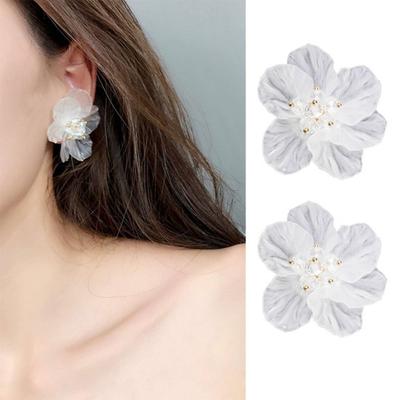 Brincos Transparentes de Flor Estilo Coreano para Meninas Mulheres Festa Compras Brincos de Orelha