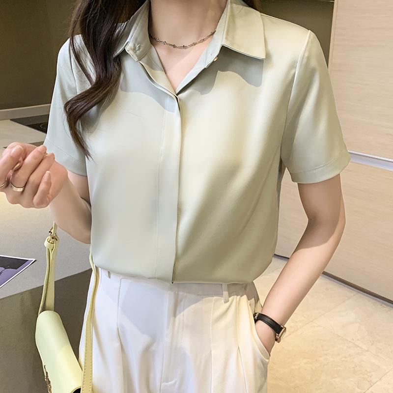 Damska biała satynowa koszula formalna z długim rękawem 2025: Odporna na zagniecenia, wysokiej klasy odzież profesjonalna na jesień/zimę do nauczania i na rozmowy kwalifikacyjne