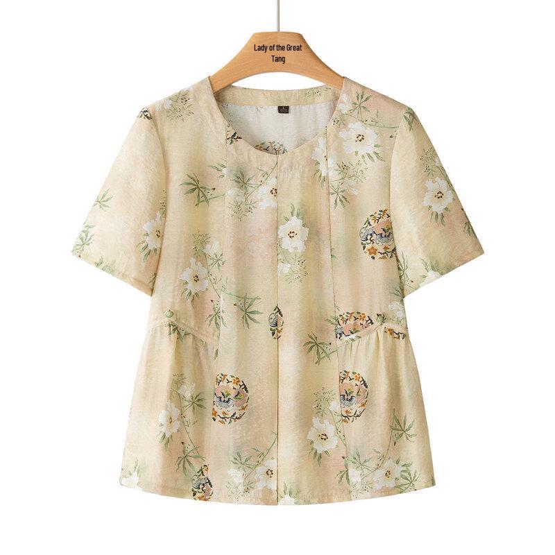 

Yuzhaolin Women s Mid-Aged Summer Breathable Blouse 3XL
