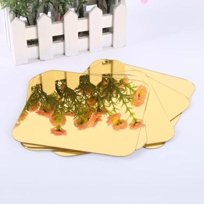 6 pegatinas de pared de espejo acrílico 3D con forma cuadrada, plateadas, extraíbles, para decoración del hogar, autoadhesivas.