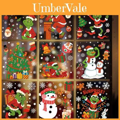 Grinch Christmas Static Cling Snowflake Stickers Set For Holiday Decor With Pvc Material