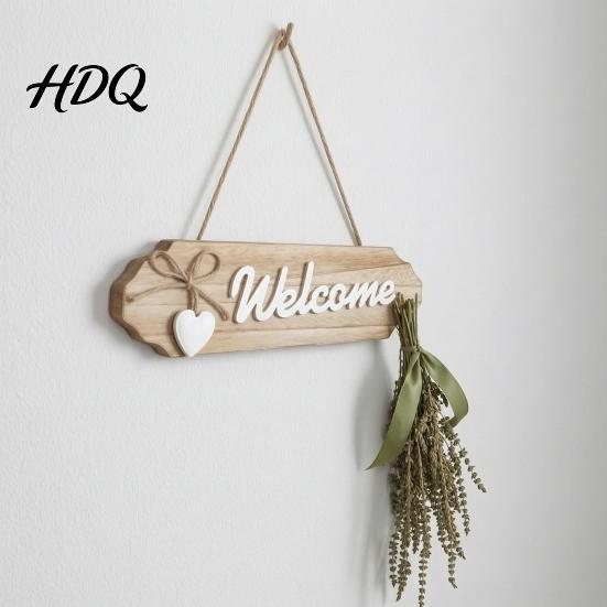 Weatherproof Entrance Sign Front Door Welcome Sign Pastoral Style Wall Decoration Rustic Wooden Housewarming Gifts for New Home Hanging Ornament