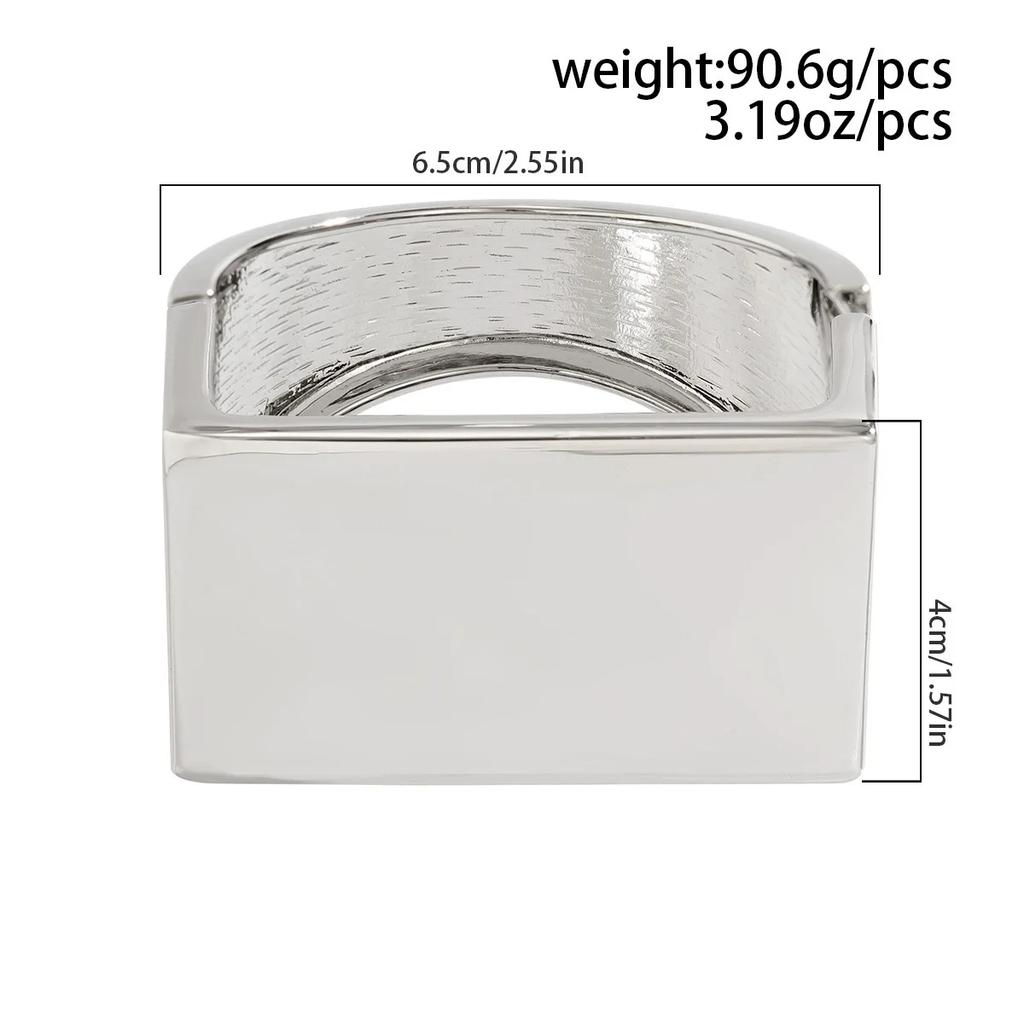 Übertriebene Punk Glatte Heavy Metal Klobige Feder Armreifen für Frauen Hip Hop Goldfarben Geometrische Armbänder Schmuckzubehör