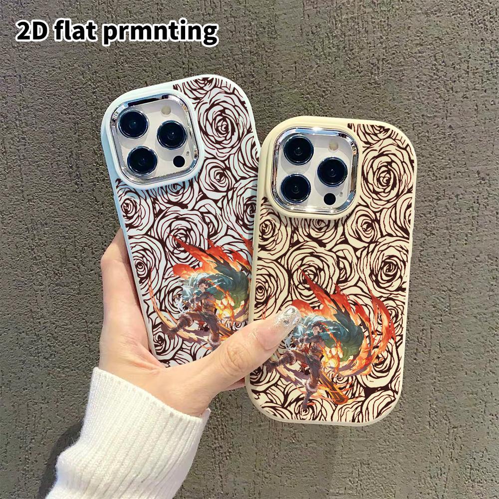 Phone Case: 2D Flat Design Suitable for iPhone 18 17 16 15 14 13 Pro Protective Case, Couple Style, Fire Male Character, Christmas and Halloween Gift