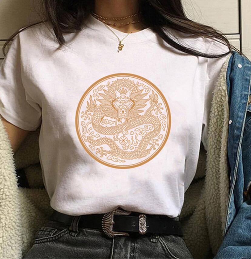 Damen Harajuku Y2K Oversized T-Shirt Drache Goth Anime Grafik-T-Shirt Vintage pro Choice Sommer Poly-Baumwoll-Set Oberteile