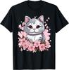 Cute Cat With Cherry Blossoms I Kids Cat T-Shirt