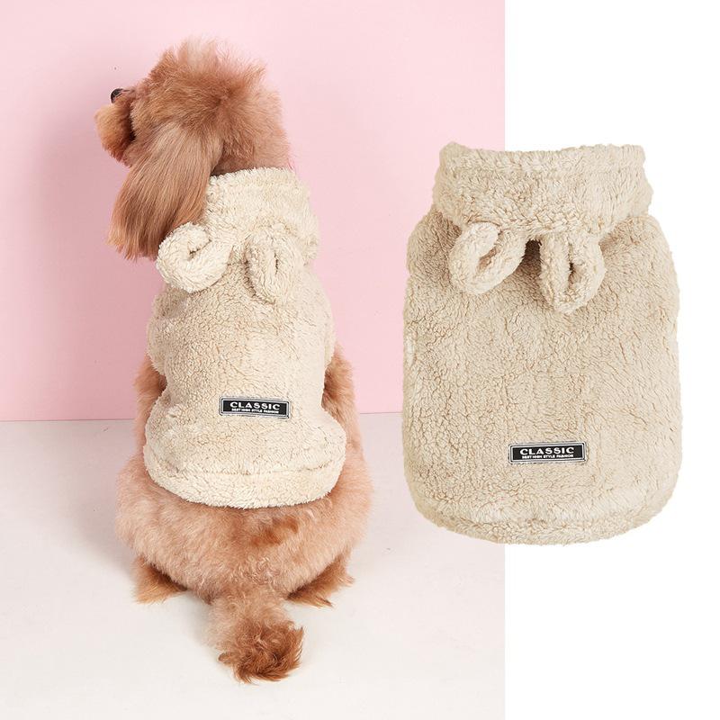 Classic Teddy Bear Plush Pet Costume with Bear Ears - Soft, Comfortable, Leather Tag for Small Dogs Like Chihuahuas.