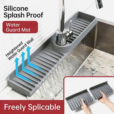 Silikon Spülbecken Spritzschutz Matte Verbindbar Schnell ablaufend Küchenspülbecken Halter Rutschfestes Schrägdesign Ablage Trocknungsmatte