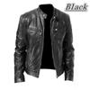 High Quality Autumn Winter Fashion Men's Stand Collar Leather Jacket Motorcycle Long Sleeve Jacket Coat Club Bomber Jacket Plus Size Jacket