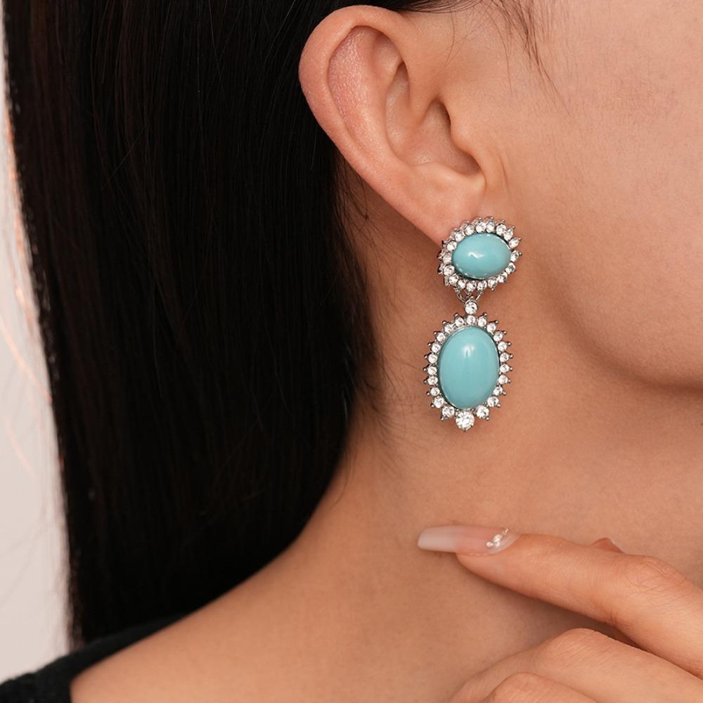 Türkis Böhmischer Türkis Ohrschmuck Böhmen Stil Perlen Ohrstecker Ohrringe Anhänger Sommerparty