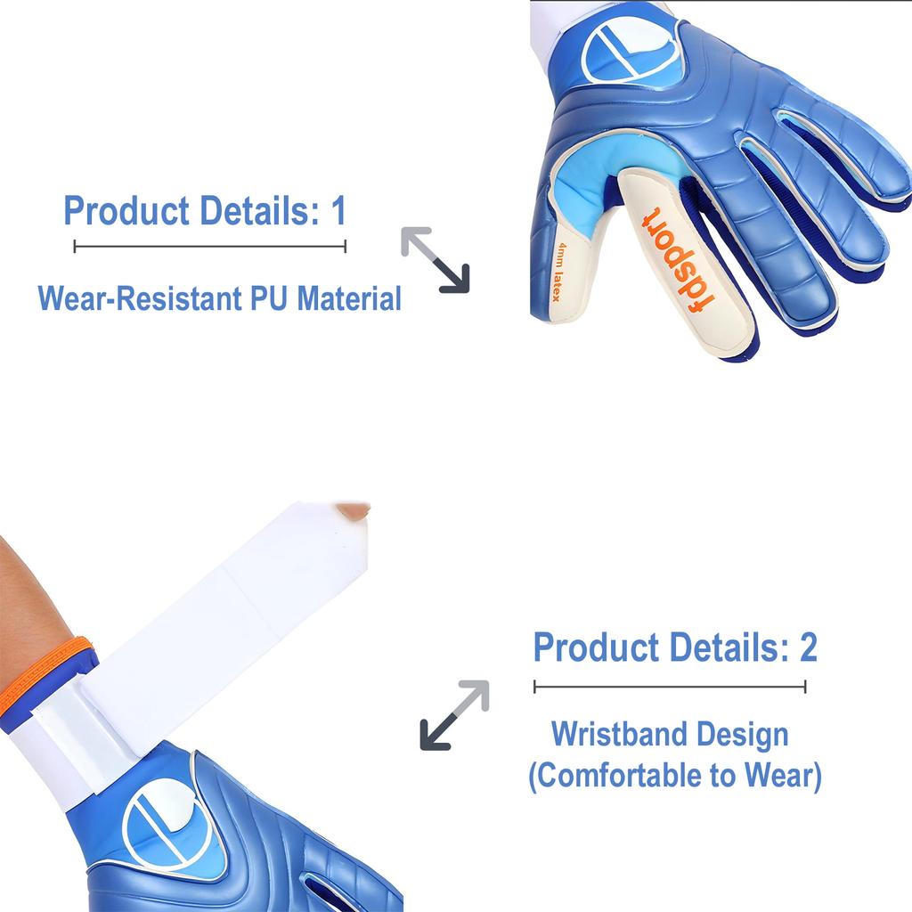 Fußball Torwarthandschuhe Jugend Erwachsene, Hochleistungs-Torwarthandschuhe, Atmungsaktive Fußballhandschuhe mit starken Grip-Handflächen