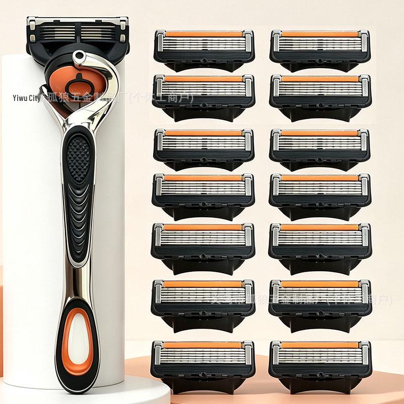 Five-Layer Anti-Scratch Razor, Stainless Steel Manual Shaver with Gillette Fusion5-Compatible Head