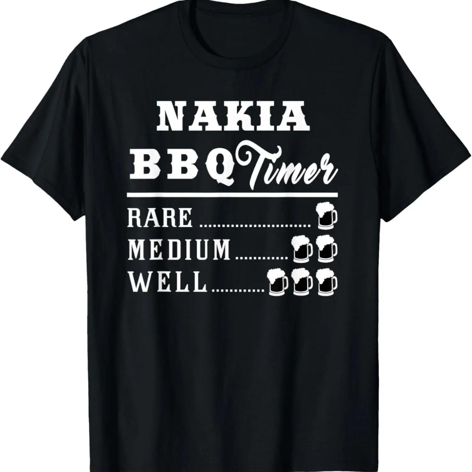 

Mens Nakia BBQ Timer Beer Drinking Funny Grilling Master T-Shirt XXXXXL