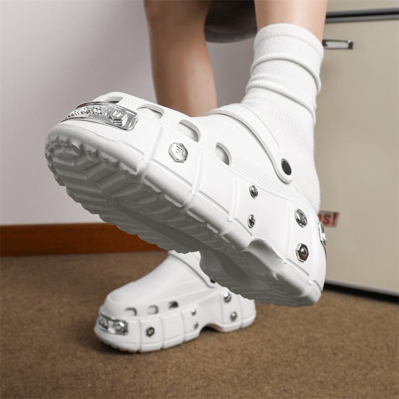 Sommar Dam-/herrtofflor med tjock sula i EVA, Trädgårdsskor med tjock sula i metall