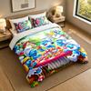 3Pcs Bedding SetSmurfs Cute Soft Bed Sheet and Two Pillowcases Home Bedroom Decor