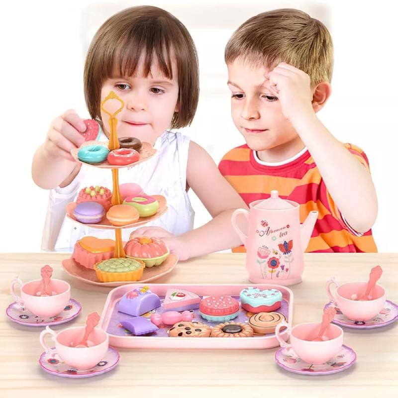 Children's Wooden Ice Cream Shop Pretend Play Dessert Set With Realistic Tea Accessories
