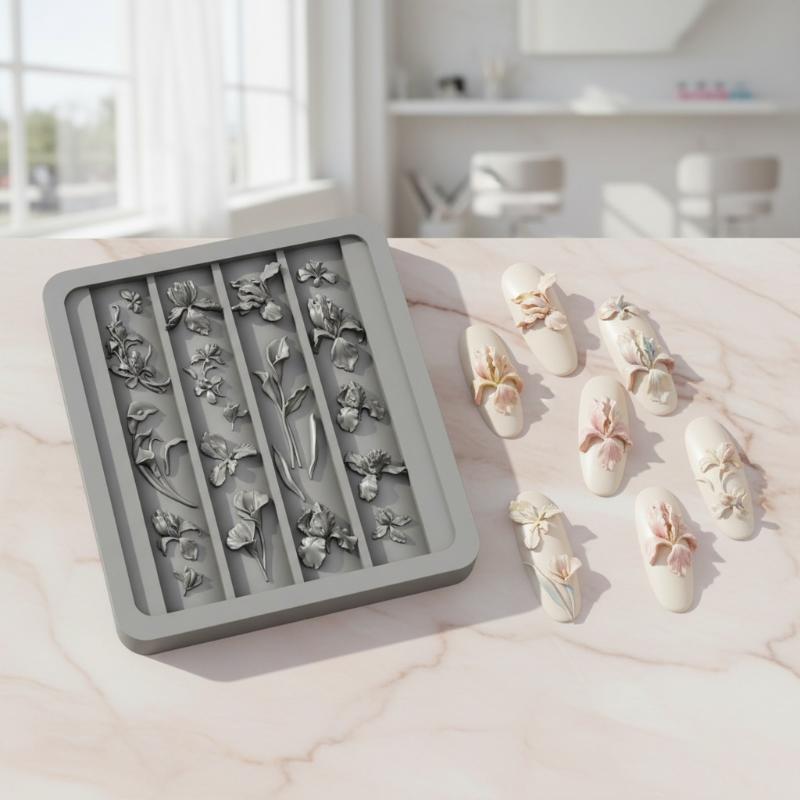 1Pcs Three-Dimensional Floral Relief Decorati Nail Mold Diy Nail Art Transparent Manicure Template