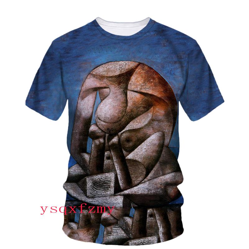 Picasso Oil Painting 3D Printing HD Art Graffiti Personality Fashion Men And Women Round Neck Short Sleeve Street Casual T-shirt