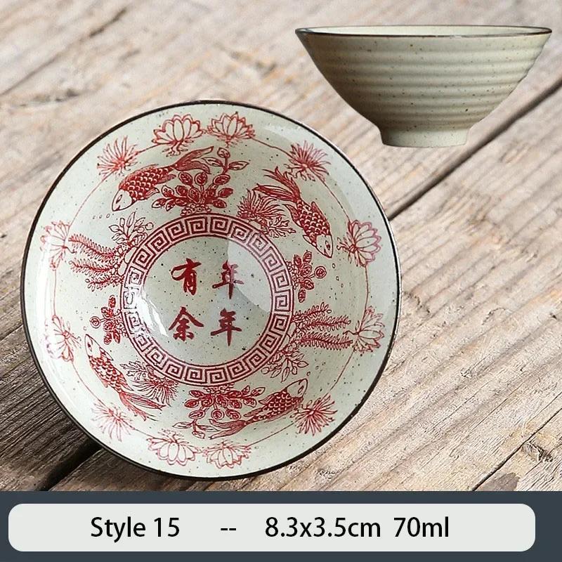1PCS Chinese Traditional Ceramic Cone Teacup Anti Scaling Handmade Flowers Porcelain Tea Bowl Travel Meditation Cup Tea Set 70ml