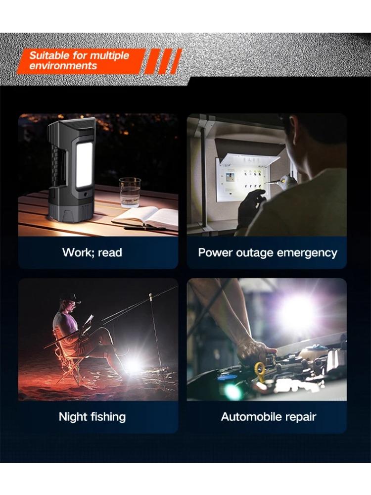 New Flashlight Solar Searchlight Strong Light Illumination Portable Handheld Flashlight Outdoor Multifunctional Lighting