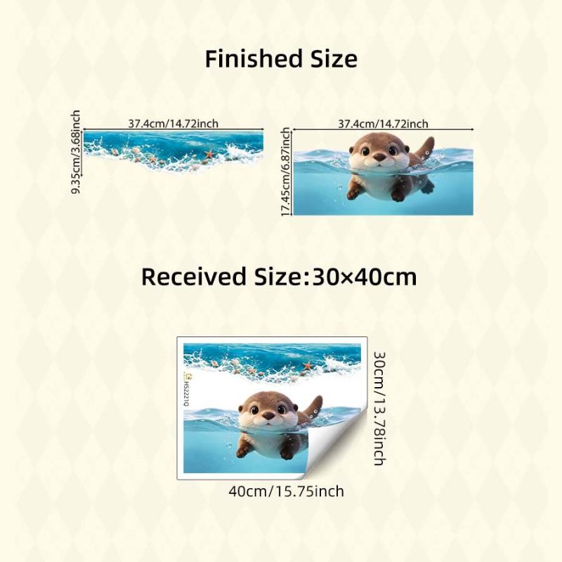 Cute Otter Toilet Tank Sticker No Tool Needed Waterproof Ocean Wave Vinyl Decal for DIY Bathroom Makeover