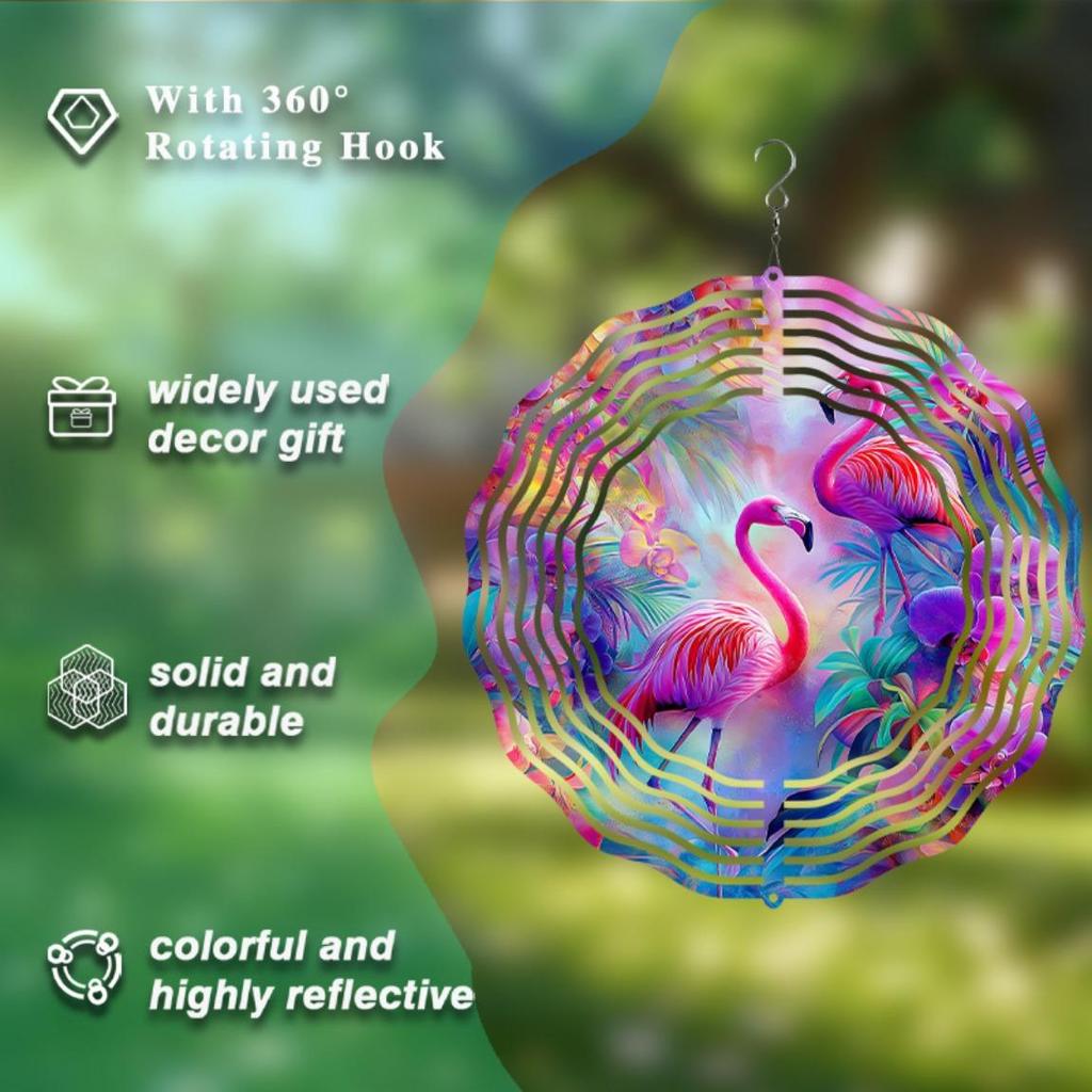 10 Inch Hanging Wind Spinner with 360 Degree Hook for Balcony Garden Decor Spring Summer Outdoor Decoration