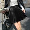 French Pu Leather Pleated Skirt Women, Autumn New Anti-light Elastic High-waisted A-word Short Skirt Pants