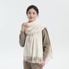 Womens Solid Color Wool Scarf With Fringe Winter Warm Shawl Mens Lightweight Cashmere-Blend Wrap Korean Style