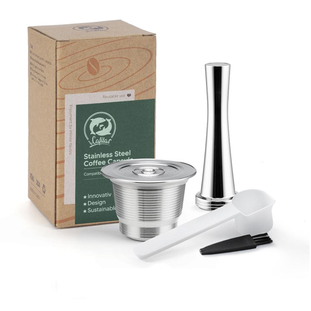 Para Cápsula de Café Reutilizável Nespresso Pod com Filtro Reutilizável com Anel Dosador Compactador Acessórios Ferramentas para Máquina de Café