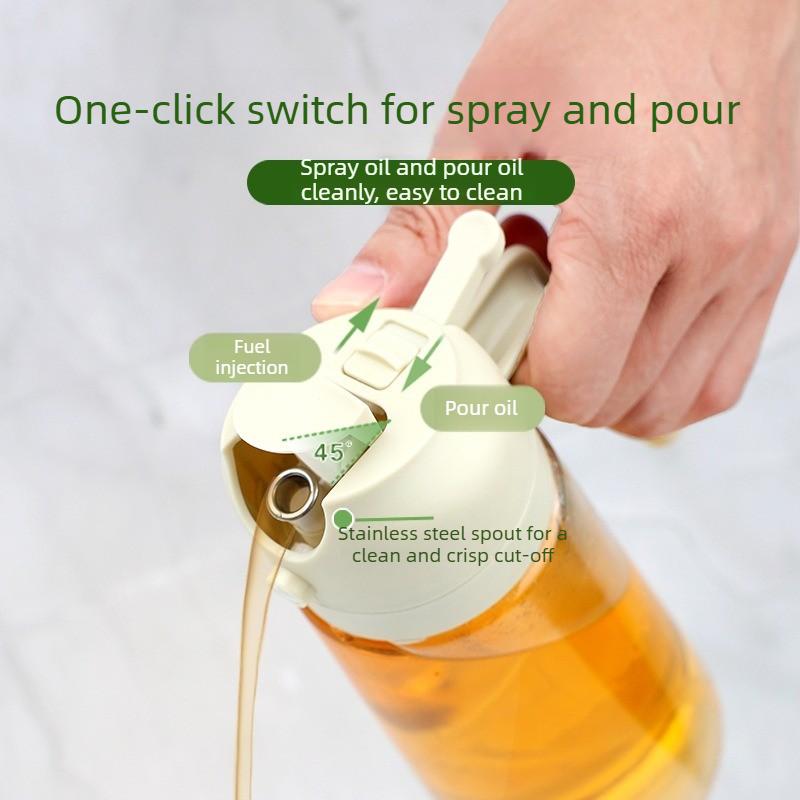 Glass Oil Bottle 2 In 1 Spray and Pour Kitchen Oil Dispenser for Home Cooking