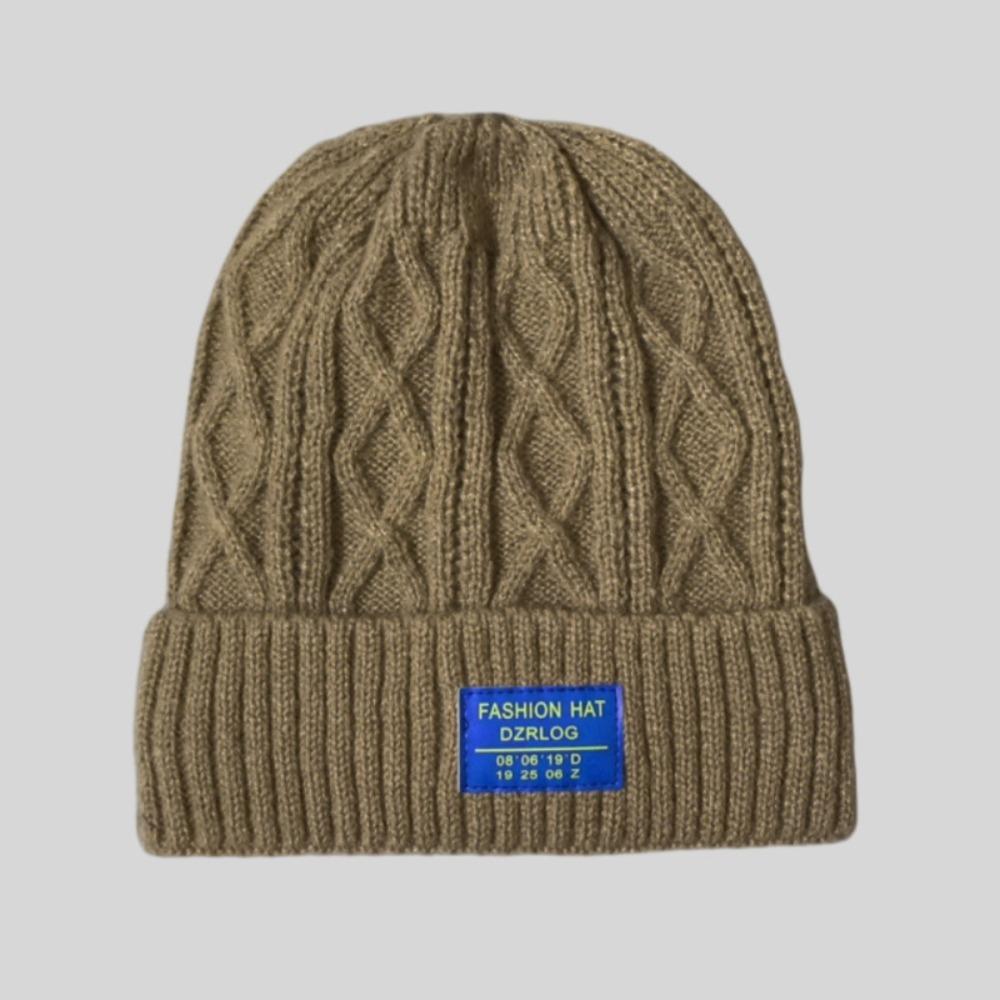 Add Fur Lined Winter Hats Solid Color Knitted Hats Casual Beanie Cap Men And Women