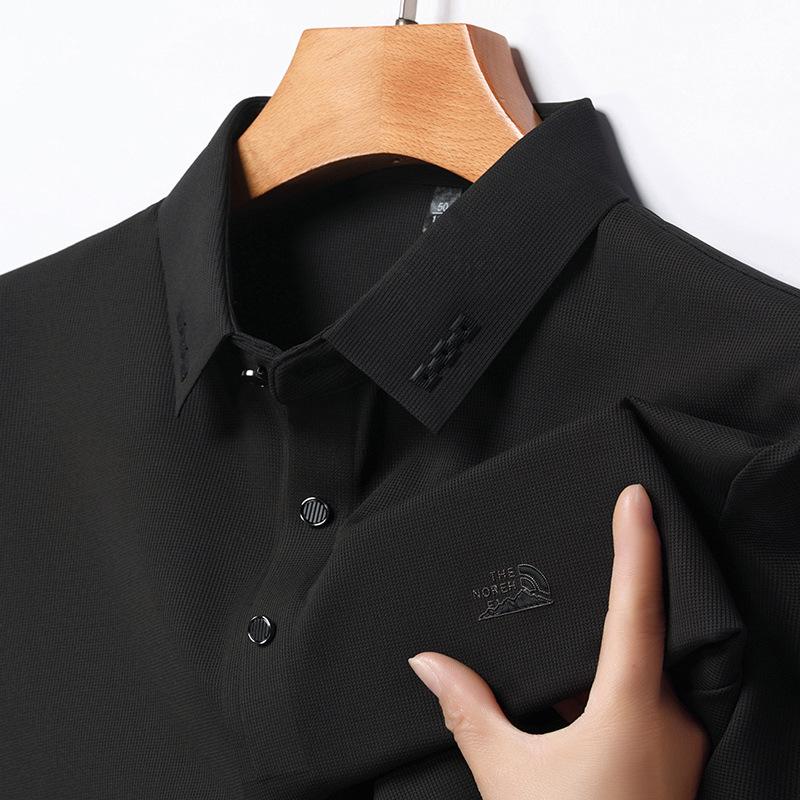 Polo Shirt Men'S High-End Short-Sleeved T-Shirt Business Casual Solid Color Embossed Half-Sleeved Top