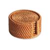 Homlly Basic 100% Natural eco-friendly Hand Made Rattan Coaster Set (6pcs) with Coaster Box